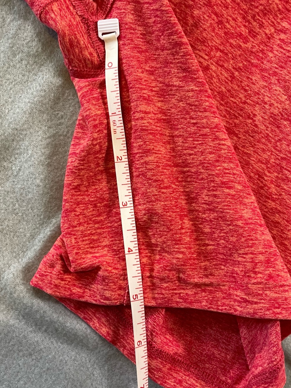 Beyond Yoga Spacedyed Heathered Red/Orange High-Waist Bike Shorts - Picture 4 of 5